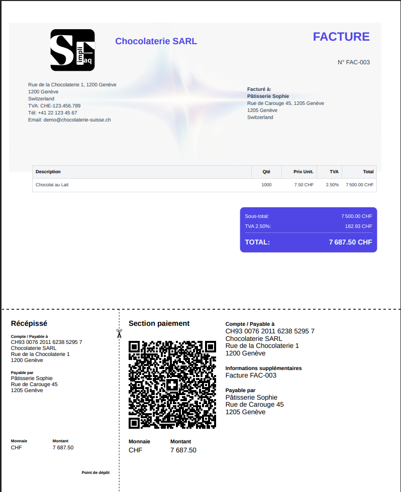 Facture QR avec QR-Bill